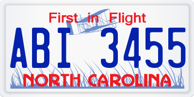 NC license plate ABI3455
