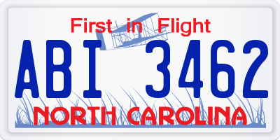 NC license plate ABI3462