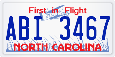NC license plate ABI3467