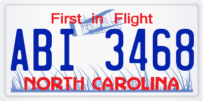 NC license plate ABI3468