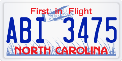 NC license plate ABI3475