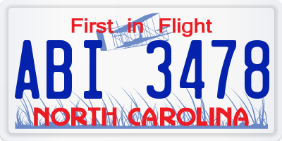 NC license plate ABI3478