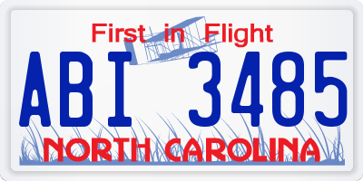 NC license plate ABI3485