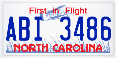 NC license plate ABI3486