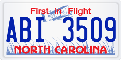 NC license plate ABI3509