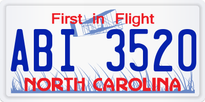 NC license plate ABI3520