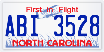 NC license plate ABI3528
