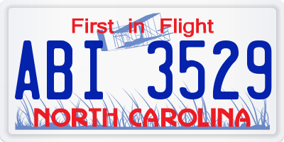 NC license plate ABI3529