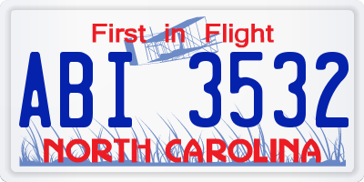 NC license plate ABI3532