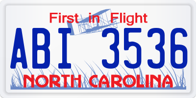 NC license plate ABI3536