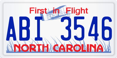 NC license plate ABI3546