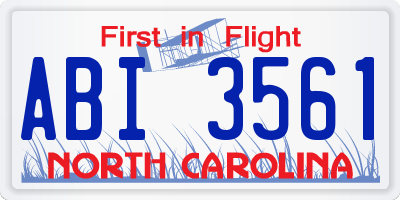 NC license plate ABI3561