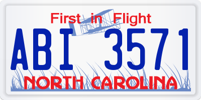 NC license plate ABI3571