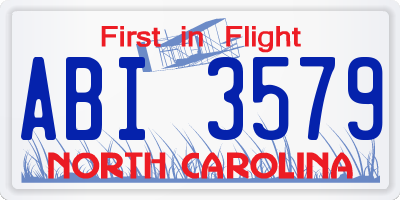 NC license plate ABI3579