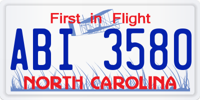 NC license plate ABI3580