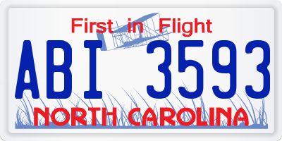 NC license plate ABI3593