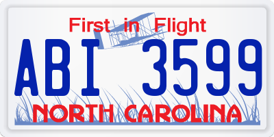 NC license plate ABI3599