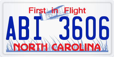 NC license plate ABI3606