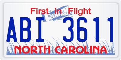 NC license plate ABI3611