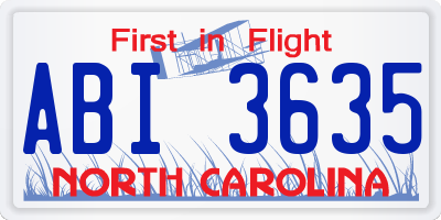 NC license plate ABI3635