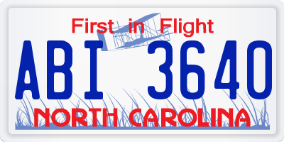 NC license plate ABI3640