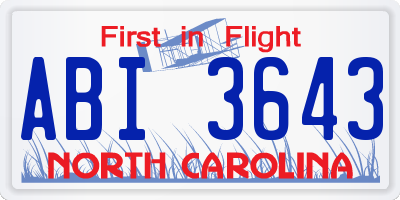 NC license plate ABI3643