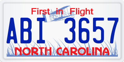 NC license plate ABI3657
