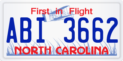 NC license plate ABI3662