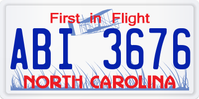 NC license plate ABI3676
