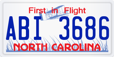 NC license plate ABI3686