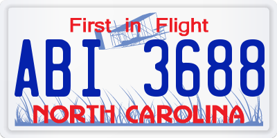 NC license plate ABI3688