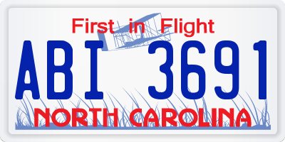 NC license plate ABI3691