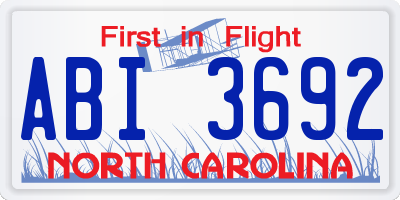 NC license plate ABI3692