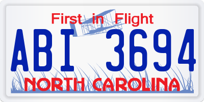 NC license plate ABI3694