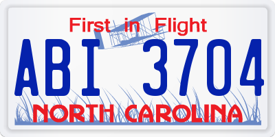 NC license plate ABI3704