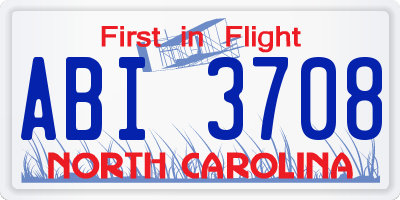 NC license plate ABI3708