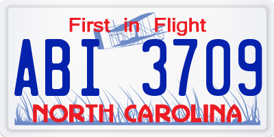 NC license plate ABI3709