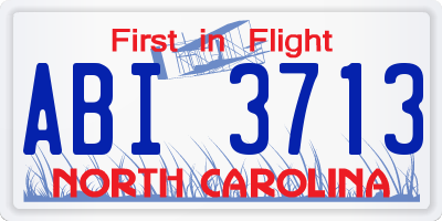 NC license plate ABI3713