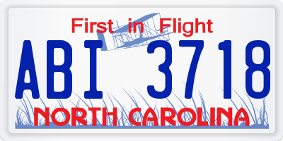 NC license plate ABI3718