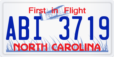 NC license plate ABI3719