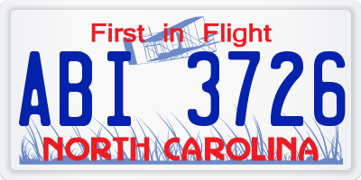 NC license plate ABI3726