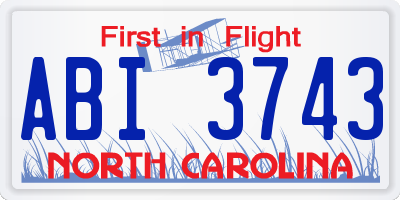 NC license plate ABI3743