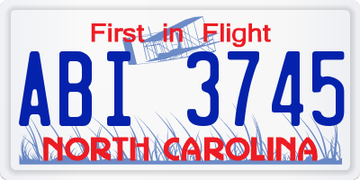 NC license plate ABI3745