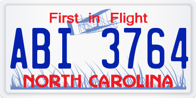 NC license plate ABI3764