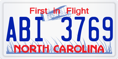 NC license plate ABI3769