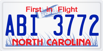 NC license plate ABI3772