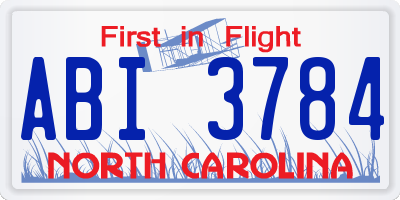 NC license plate ABI3784