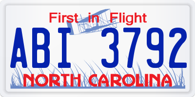 NC license plate ABI3792
