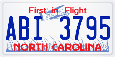NC license plate ABI3795