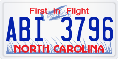 NC license plate ABI3796